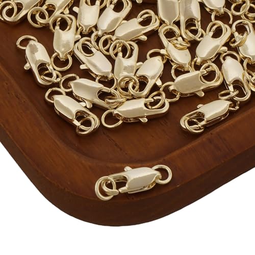 10PCS 14k Gold Filled Lobster Clasp, Rectangle Claw, Claw Lobster Clasp, Bracelet Necklace Clasp with/Without Closed Jump Ring (with 2 Rings)