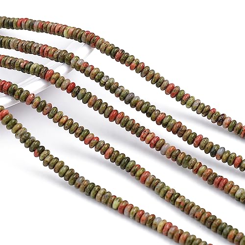 BEADIA Natural Unakite Spacer Beads Caps Rondelle Disk Loose Beads for Beading Jewelry Making 4mmx2mm 38cm - color: Unakite, size: Rondelle Disk 4mm x 2mm