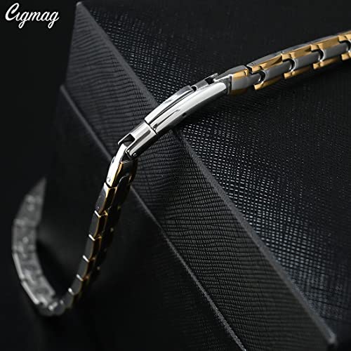 Titanium Necklace for Men Women - Magnetic Necklace Ultra Strength Magnets - with Adjustable Sizing Tool and Present Box - color: Silver & Gold