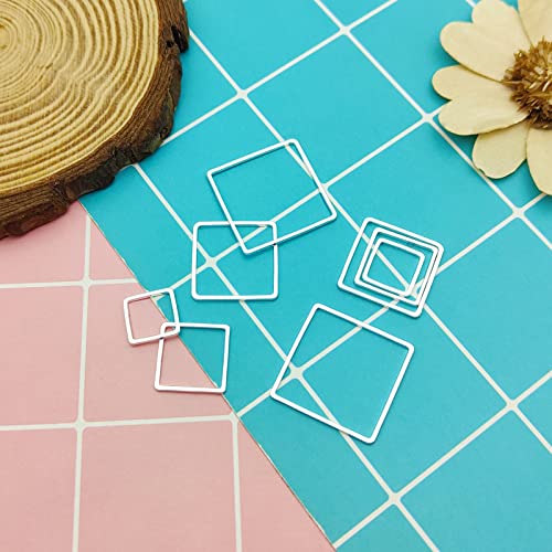 80Pcs Earring Hoop Jewelry Making Earring Beading Hoop Rings Earring Finding Hypoallergenic Square Earrings Beading Hoop Bulk Open Bezel Pendant Frame for DIY Crafts Accessories Supplies(Silver) - color: Square-silver