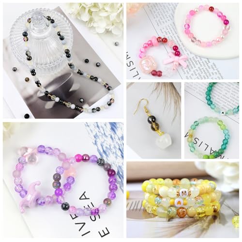 DUQGUHO 8mm Pink Beads for Jewelry Making Pink Glass Beads for Crafts Rose Glass Round Bead for Bracelets, Necklaces & DIY Crafts 360PCS - color: 6-Pink