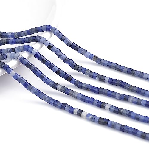 BEADIA Natural Blue Sodalite Spacer Beads Caps Flat Round Loose Beads for Beading Jewelry Making 3mmx2mm 38cm - color: Blue Sodalite, size: Flat Round 3mm x 2mm