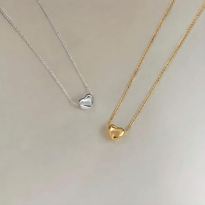 Cute Heart Necklace for Women Gold/Silver Plated Heart Pendant Choker Necklaces Tendy Love Heart Chain Necklace Dainty Gold/Silver Necklace Jewelry Gifts for Women