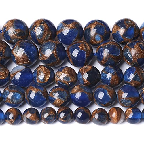 8MM 46PCS Dark Blue Cloisonne Craft Loose Round Beads for Jewelry Making DIY Bracelet - color: Dark Blue Cloisonne, size: 8mm