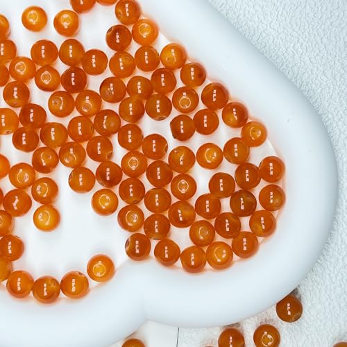 200pcs Glass Beads, 8mm Glass Beads for Barcelet and Jewelry Making DIY Crafts (Orange) - color: Orange