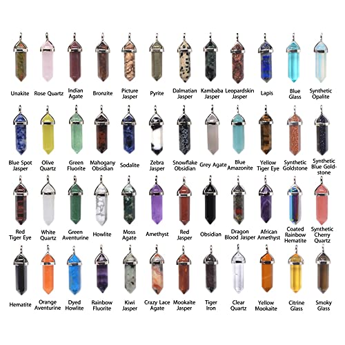 Justinstones Crystal Healing Hexagonal Point Chakra Reiki Pendant Beads Lot - color: 24pcs Mixed
