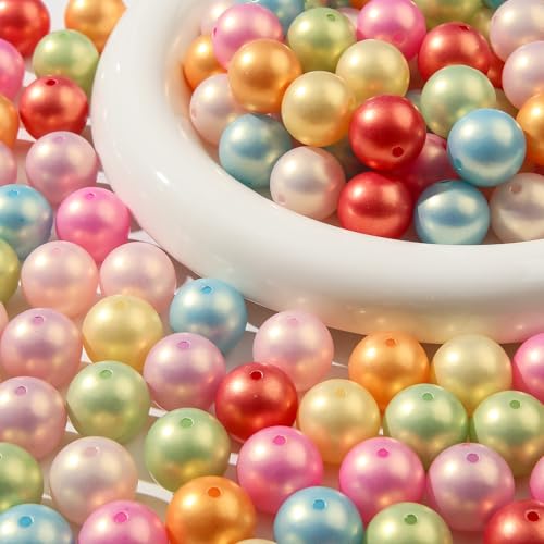 20mm Acrylic Beads 180pcs Chunk Bubblegum Bead Color Pearl Pen Ball Beads for Pen Bag Jewelry Making Necklace Bracelets (qszg) - color: Mint Green&pink