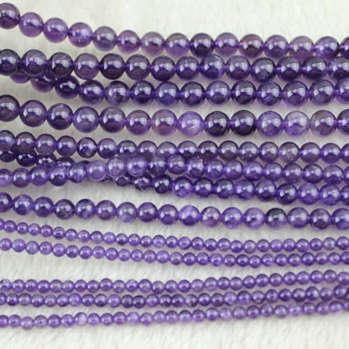 10mm Natural Amethyst Beads Round Gemstone Loose Beads for Jewelry Making (38pcs/Strand) - color: Amethyst, size: 10mm