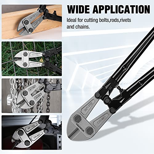 WORKPRO W017007A Bolt Cutter, Bi-Material Handle with Soft Rubber Grip, 30", Chrome Molybdenum Steel Blade - size: 30", style: Bolt Cutter
