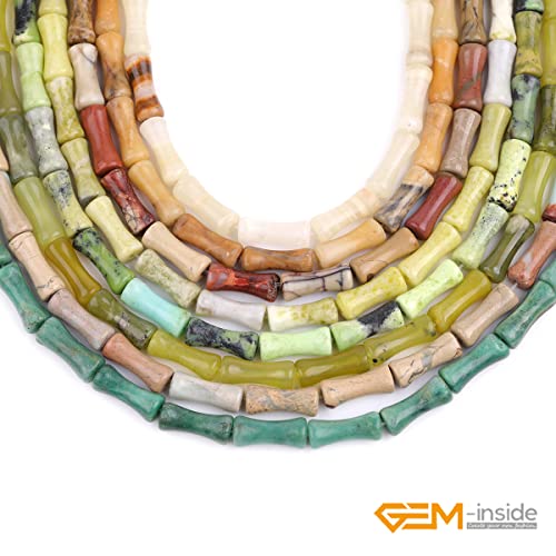 GEM-Inside 30Pcs 5x12mm Natural Orange Yellow Chrismatite Jade Stone Plant Bamboo Knot Bone Charms Beads for Jewelry Making Power Energy Chakra Stone Beads - color: Orange Yellow Chrismatite Jade