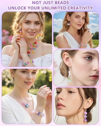 FIVEIZERO 200PCS Acrylic Lily Flower Beads, 16 Colors Trumpet Bell Floral Bead Charms for Bracelets, Necklaces & DIY Jewelry Making Crafts - color: Acrylic Lily