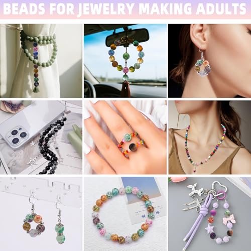 200pcs 8mm Crystal Beads for Jewelry Making Adults, 10 Colors Bracelet Beads Gypsy Polka Dot Round Glass Beads for DIY Bracelets Earrings Necklaces Crafts - color: Style 3