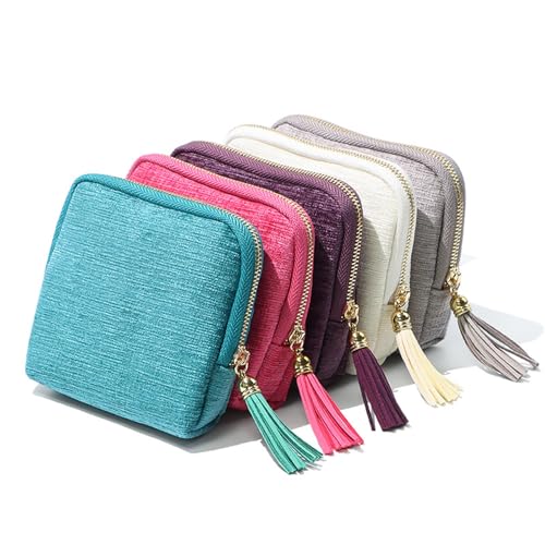 Travel Jewelry Organizer Case, Small Jewelry Pouch Bags with Zipper & Tassel, Travel Jewelry Case for Earrings Necklaces Rings Bracelets Brooches, Travel Gifts for Women - color: White