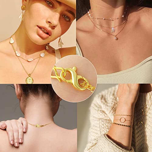 Dailyacc S925 Double Opening Lobster Clasp Sterling Silver and Gold Necklace Bracelet Extender Clasps and Closures for DIY Jewelry - color: Gold 3Pcs, size: 15.5mm × 7.5mm