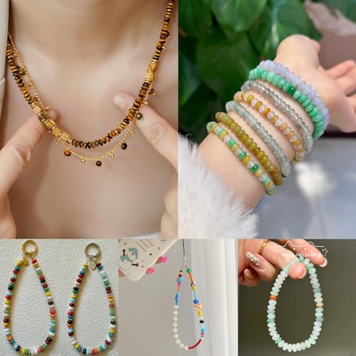 ICAI 4x6mm Natural Rondelle Beads – Loose Gemstone Spacers for DIY Jewelry Making (Unakite) - color: Unakite, size: 4x6