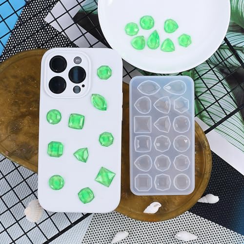 2 Pcs Faceted Gemstone Silicone Mold,Gem Jewelry Casting Mold,Resin Jewelry Casting Molds for Making Earrings Jewelry Making Crafting Projects - color: mix
