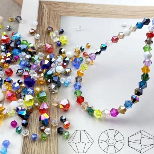 600pcs 3mm Bicone Crystal Glass Beads Faceted Bicone Crystal Beads Bulk Glass Spacer Beads for Bracelets Necklace Pendants Earrings DIY Jewelry Craft Making(Black AB) - color: Black AB, size: 3mm