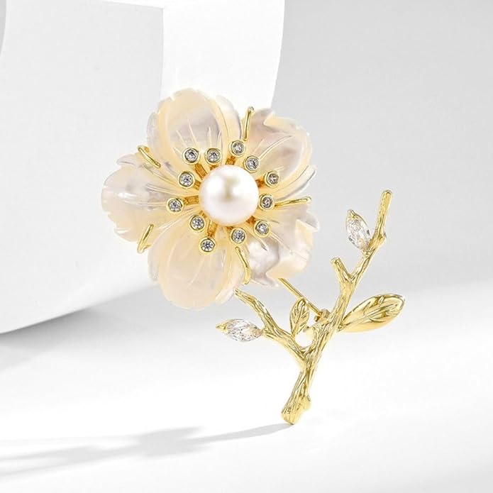 Flower Brooch Pin Rhinestones Pearl Flower Brooches Floral Pin Jewelry for Women Girls