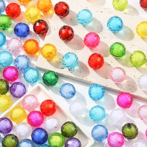 20mm Chunk Bubblegum Beads 180pcs Transparent, Colorful, Multifaceted Acrylic Bead Color Beadable Beads for Pen Bag Jewelry Making Necklace Bracelets (red&Green&Blue) - color: red&green&blue