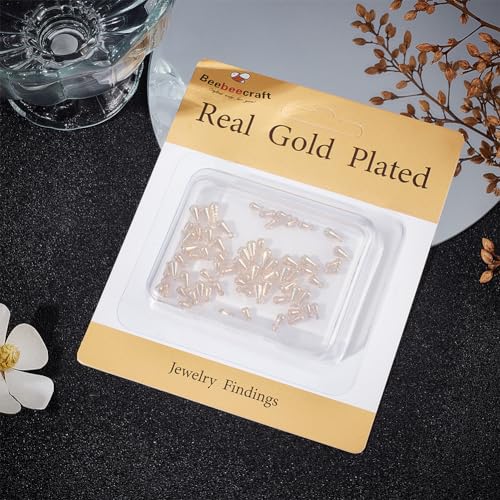 Beebeecraft 1 Box 80Pcs Teardrop Charms Dangle End Beads Extender Chain Drop Water Charms for Jewelry Making Findings - color: Gold, size: 6x3mm/8x4mm