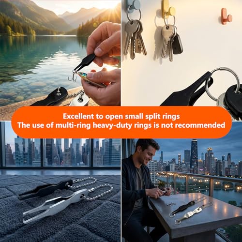 2 PCS Mini Split Ring Opener Tool, Stainless Steel Fishing Pliers for Small Rings, Quick Split Ring Plier for Lure Tuning, Keychain Organization and Jewelry Beading Repair, Portable
