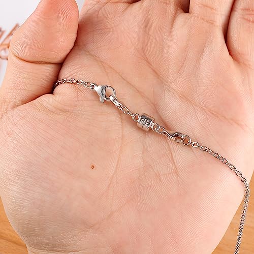 925 Sterling Silver Double Lobster Clasp Magnetic Jewelry Clasps Magnetic Necklace Clasps and Closures Sterling Silver Double Bracelet Necklace Clasp - color: C-White Gold