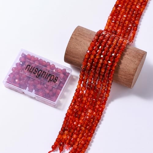 Natural Faceted Red Agate Cube Stone Beads 5-5.5mm 60pcs/str Loose Square Semi Gemstone Stone Beads for Making Bracelets Necklace Earrings - color: Red Agate
