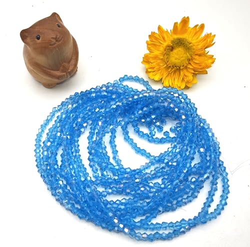 3mm4mm 1100pcs 800pcs Bicone Beads Crystal Glass Faceted Beads for Necklace Bracelet Earrings DIY Jewelry Crafts Making Project (3mm Lake BlueAB) - color: 3mm Lake BlueAB