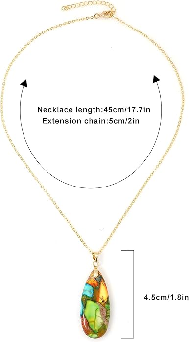 Stone Necklaces for Women Teardrop Gemstone Pendant Necklace Natural Stone Chain Necklaces