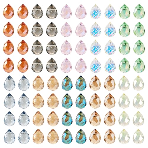 130Pcs Faceted Teardrop Glass Beads Electroplate Top Drilled Drop Spacer Beads Colorful Crystal Waterdrop Dangle Charms Chandelier Pendants for DIY Earring Bracelet Necklace Jewelry Making - color: Mixed Color-B
