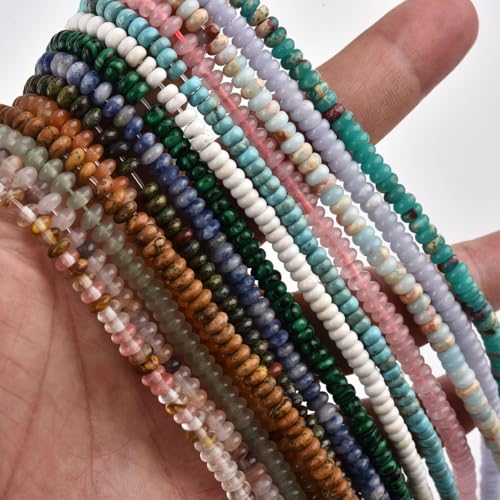 152pcs 4x2mm Natural Rose Quartz Disk Rondelle Spacer Stone Semi Precious Gemstone Loose Beads for Jewelry Making 15 Inch - color: Rose Quartz