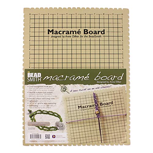 The Beadsmith Macrame Board, 11.5 x 15.5 inches, 0.5-inch-Thick Foam, 10x14 Grid for Measuring, Bracelet Project with Instructions Included, Create Macrame and Knotting Creations - size: 14 Inches X 10 Inches