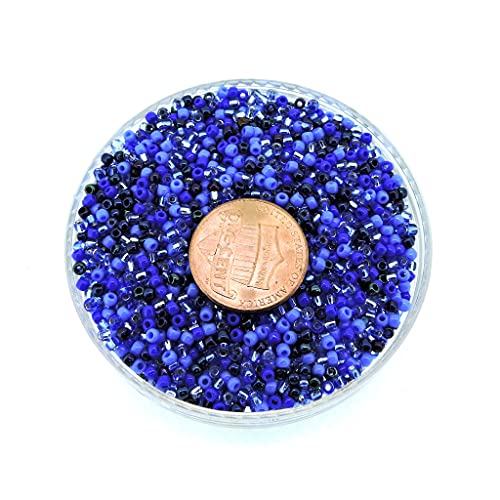 Toho Japanese Seed Beads Round Rocaille Size 11/0, 28 Grams, 6 Inch Tube, Blue Medley Mix