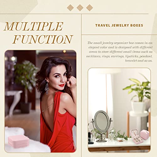 Yinkin 12 Pcs Mini Travel Jewelry Case Bridesmaid Proposal Gift Boxes, Small PU Leather Earring Organizer, Bulk Travel Accessories Portable Jewelry Holder(Pink) - color: Pink