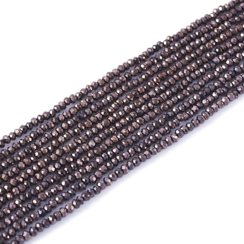 FASHEWELRY 10 Strands Briolette Faceted Glass Beads 2mm Rondelle Crystal Glass Spacer Beads Gunmetal Plated for Necklace Bracelet Jewelry Making - color: Gunmetal Plated, size: 2mm