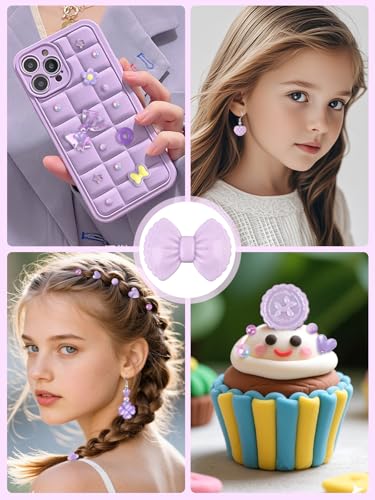 150PCS Acrylic Pastel Beads for Jewelry Making, Kalolary Colorful Bow Butterfly Flower Kawaii Plastic Candy Heart Cute Macaroon Aesthetic Beads for Bracelet Necklace DIY Supplies (Purple) - color: Purple