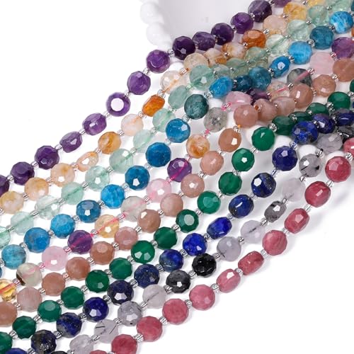 8×5mm Blue Sodalite Natural Stone Beads for Jewelry Making About 35-40pcs 1 Strand 15" Drilled Flat Faceted Cabochon Gemstone Beads for Bracelets Necklace DIY Crafts - color: Blue Sodalite