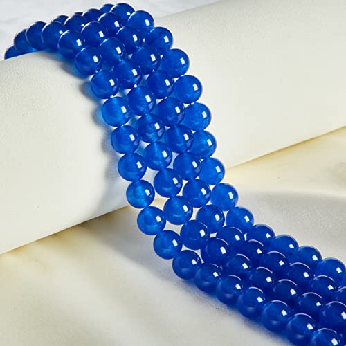 60pcs 6mm Blue Chalcedony Beads Natural Gemstone Beads Round Loose Beads for Jewelry Making - color: Blue Chalcedony, size: 6mm
