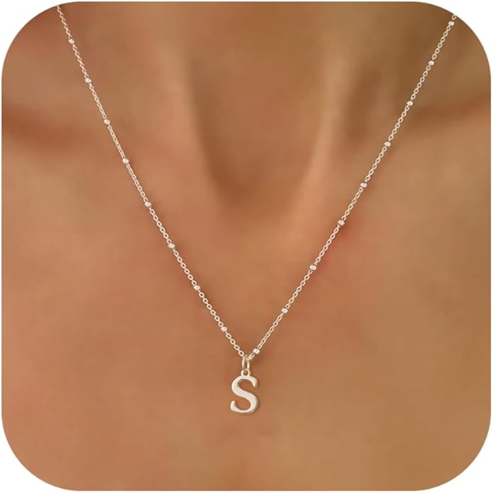 Valentines Gifts for Her Women - Initial Necklaces for Women Dainty 14k Gold Plated A-Z Letter Pendant Name Necklaces Cute Charm Choker Fashion Accessories Non Tarnish Trendy Jewelry Gift