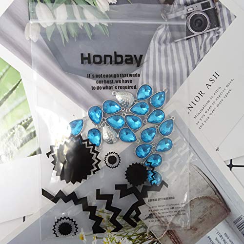 Honbay 20PCS 10x14mm Alloy Glass Crystal Waterdrops Teardrops Charms Pendant for Necklaces, Bracelets, Earrings, Jewelry Making and DIY Crafts - color: Light Blue