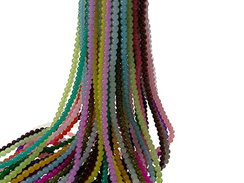 1500PCS 6mm Glass Round Beads Bulk, Imitative Jade Beads, Bracelet Loose Beads for Jewelry Making Earring, Necklaces, and DIY Crafts (6mm) - size: 6mm Mixed