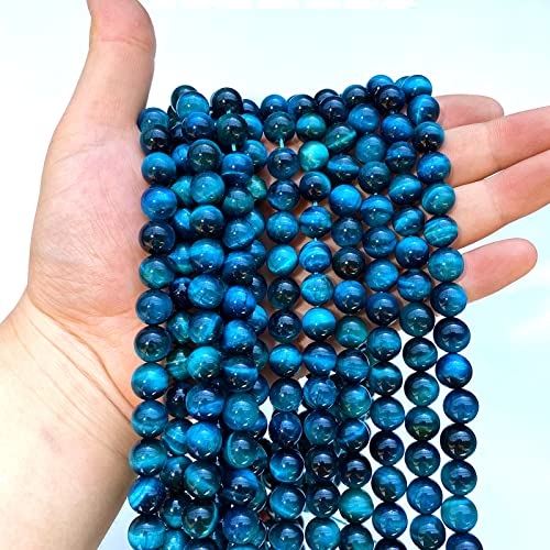 6mm 60PCS Blue Tiger Eye Beads Natural Stone Gemstone Spacer Loose Beads for Jewelry Making DIY Bracelet Semi Precious Beads Strand 15 inches - color: Blue Tiger Eye Stone, size: 6mm