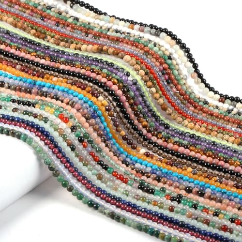 155pcs 2mm Natural Turquoise Stone Loose Round Beads Gemstone Smooth Samll Spacer Beads for jewerly Making Bracelet Necklace - color: Turquoise, size: 2 mm