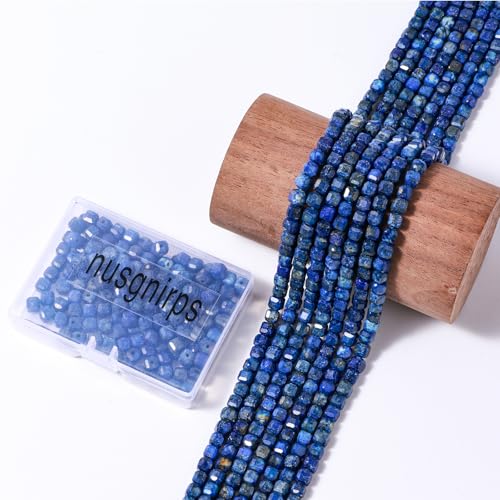 Natural Faceted Lapis Lazuli Cube Stone Beads 5-5.5mm 60pcs/str Loose Square Semi Gemstone Stone Beads for Making Bracelets Necklace Earrings - color: Lapis Lazuli
