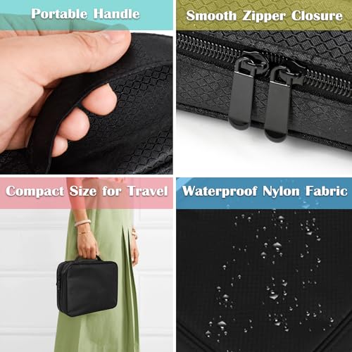 Travel Jewelry Organizer Case,Jewelry Bags Jewelry Storage Book Binder with Clear Zipper Velvet Pouch for Traveling,Earrings, Rings, Necklace, Bracelet - color: Black