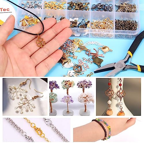 Glarks 1616Pcs Making Supplies Kit with Jewelry Tools, Includes Pliers, Jewelry Wires, Charm Pendants, Jewelry Findings for Jewelry Making and Repair - size: 1587pcs