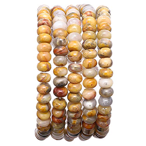 BEADIA Natural Crazy Agate Stone Rondelle 4x6mm Loose Semi Gemstone Beads for Jewelry Making 38cm - color: Crazy Agate Rondelle, size: 4x6mm