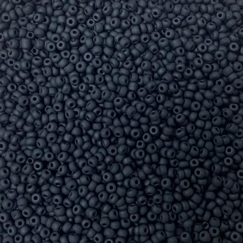 Bala&Fillic Frosted Black Color 4mm Seed Beads About 1200pcs/100Grams in Bag, 6/0 Glass Craft Beads for Making Bracelet and Necklace (Frosted Black) - color: Frosted black -4mm