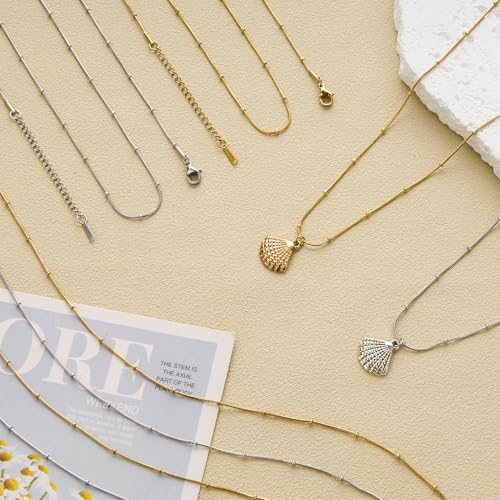 12 Pack Gold Stainless Steel Round Snake Chain Necklace Bulk DIY Craft Adjustable Jewelry Necklace Chain for Women Men - color: Gold Snake Bead, size: 20 inches