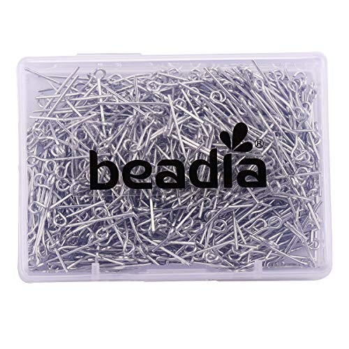 BEADIA Open Eye Pins Platinum Head Pins for DIY Jewelry Making 20mm 500pcs - color: Platinum, size: 20mm
